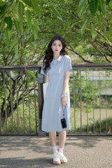 イギリス風　シャツワンピース レディース リボン 半袖 シャツ　フレンチカジュアル 韓国風 夏服 大人カジュアル オフィスカジュアル オフィス 通勤      